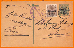 99019 - German BELGIUM - POSTAL HISTORY -  POSTAL STATIONERY CARD 1917 Ciney - OC38/54 Belgian Occupation In Germany
