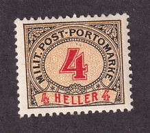 Bosnia And Herzegovina - Porto Stamp 4 Hellera, Mixed Perforation 12 ½ : 13, MH - Bosnie-Herzegovine