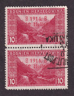 Bosnia And Herzegovina - 10 Hellera In Vertical Pair With Overprint 1914 With Big 4 And Small 4 - Bosnië En Herzegovina