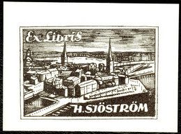 EXLIBRIS Schweden Sverige Für Harry Sjöström Motiv: Dorf Ex Libris - Ex-Libris