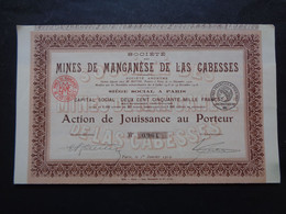 FRANCE - 09 - STE DES MINES DE MANGANESE DE LAS CABASSES - ACTION DE JOUISSANCE - PARIS 1919 - Zonder Classificatie