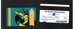 DANIMARCA (DENMARK)  - DE DANSKE TELESELSKABER (MAGNETIC) - 1993 PARROT CODE 2000  1.93 - 12.94    - USED ° - RIF. 9627 - Fish