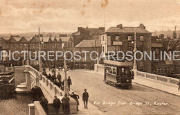 EX BRIDGE FROM BRIDGE STREET EXETER OLD B/W POSTCARD DEVON TRAM - Exeter