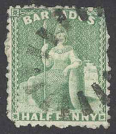 Barbados Sc# 44 Cull (corners) 1874 1/2p Blue Green Britannia - Barbados (...-1966)