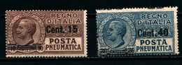 40175) ITALIA-Pneumatica Tipo Leoni Sovrastampati - POSTA PNEUMATICA - 1924/19252 VALORI- MNH** - Poste Pneumatique