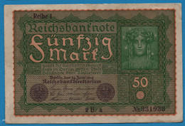 DEUTSCHES REICH 50 Mark  24.06.1919 Série RU A # 331933  P# 66 Reihe 1 - 50 Mark