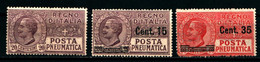 40176) ITALIA-Pneumatica Tipo Leoni Sovrastampati - POSTA PNEUMATICA - 1925/27 -  3 VALORI- MLH* - Poste Pneumatique