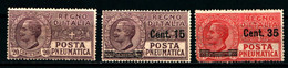 40176) ITALIA-Pneumatica Tipo Leoni Sovrastampati - POSTA PNEUMATICA - 1925/27 -  3 VALORI- MLH* - Pneumatic Mail