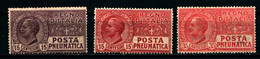 40177) ITALIA-Pneumatica Tipo Leoni - POSTA PNEUMATICA - 1927/1928 -  3 VALORI-  MNH**+MLH*+MNH** - Poste Pneumatique