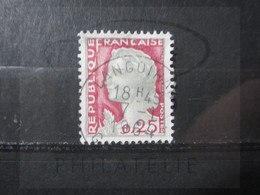 VEND BEAU TIMBRE DE FRANCE N° 1263 , OBLITERATION " LANGOIRAN " !!! (c) - 1960 Marianne (Decaris)