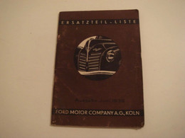 Handbook Ersatzteilliste Fur Den Ford ''Taunus'' 34 PS Ford Motor Company 1939 Car Specs Model Manual Auto - Técnico