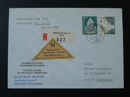 Lettre Recommandée Registered Cover Winterthur Suisse Switzerland 1974 - Lettres & Documents