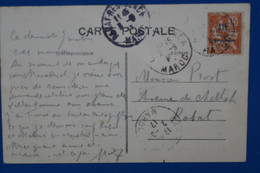 T26 MAROC BELLE  CARTE 1917 RABAT + SURCHARGE + AFFRANCHISSEMENT   INTERESSANT - Covers & Documents