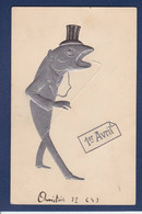 CPA Poisson D'avril Premier Avril Position Humaine Non Circulé Gaufré Embossed - 1 April (aprilvis)