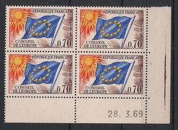 France - 1969 - Service N°Yv. 35 - Bloc De 4 Coin Daté - Neuf Luxe ** / MNH / Postfrisch - Service