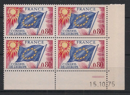 France - 1975 - Service N°Yv. 47 - Bloc De 4 Coin Daté - Neuf Luxe ** / MNH / Postfrisch - Service