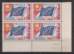 France - 1975 - Service N°Yv. 47 - Bloc De 4 Coin Daté - Neuf Luxe ** / MNH / Postfrisch - Servicio