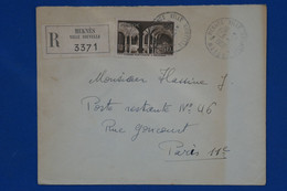 T26 MAROC BELLE LETTRE RECOM.1959 MEKNES  POUR PARIS FRANCE + AFFRANCHISSEMENT INTERESSANT - Cartas & Documentos