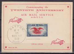 Etats Unis 1938 Carte 1er Jour Avec N° 24 Poste Aerienne. CAD Dayton Ohio 1938 - Souvenirs & Special Cards