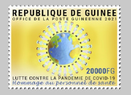 GUINEE GUINEA 2021 STAMP 1v - JOINT ISSUE - STRUGGLE AGAINST COVID-19 PANDEMIC PANDEMIE CORONA CORONAVIRUS - MNH - Emisiones Comunes