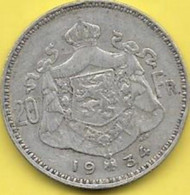 20 Francs Argent Albert I 1934 FL Pos A - 20 Francs & 4 Belgas