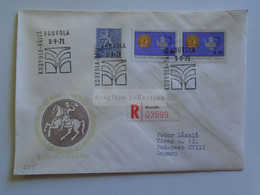 D179696  Suomi Finland Registered Cover    - Cancel  KOUVOLA   1971  Sent To Hungary - Covers & Documents