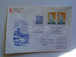 D179712    Suomi Finland Registered Cover - Cancel Helsinki Airshow  1972    Sent To Hungary - Brieven En Documenten