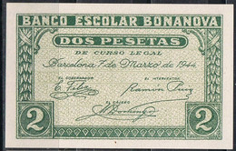 Billetes BANCO BONANOVA (Barcelona) 1944, 2 Pts, Plancha ** - Altri & Non Classificati