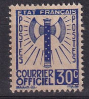 FRANCE - 1943 SERVICE Francisque 30 Centimes Outremer - N° YT 2 Usagé (*) - Unclassified
