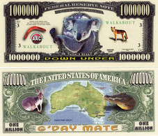 USA 1 Million US Novelty Banknote 'Australia Down Under' - NEW - UNC & CRISP - Other - America