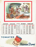 Calendrier 1950 Avec Illustration Germaine Bouret 6 Feuilles PUB Materne,marie Thumas,moutarde Impériale,chicken,..... - Bouret, Germaine