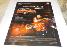 PUBLICITE JO WILFRIED TSONGA VOITURE SEAT ALTEA 2009 - Sonstige & Ohne Zuordnung