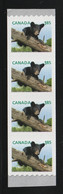 CANADA 2013 Definitives / Young Wildlife / Black Bear S/ADH: Strip Of 4 Stamps UM/MNH - Coil Stamps