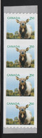 CANADA 2014 Definitives / Young Wildlife / Wapiti S/ADH: Strip Of 4 Stamps UM/MNH - Coil Stamps