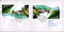 J538  Chine Timbres 'géants' Sur Enveloppe - Gebruikt