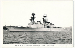 CPSM Photographique - ARTHUR W.RADFORD - Destroyer - USA - 12/5/1979 - Warships