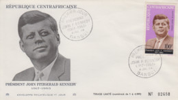 Enveloppe  FDC  1er  Jour    REPUBLIQUE  CENTRAFRICAINE     Président   John  KENNEDY   1964 - Kennedy (John F.)