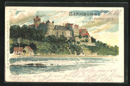 Lithographie Bernburg, Flusspartie Mit Herzogl. Schloss - Bernburg (Saale)