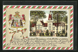 Lithographie Bernburg, Portal Des Soolbads, Wappen - Bernburg (Saale)