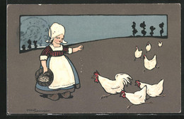 Künstler-AK Ethel Parkinson: Bauersmagd Füttert Die Hühner - Parkinson, Ethel