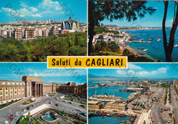 CARTOLINA  SALUTI DA CAGLIARI,SARDEGNA,ISOLA,BELLA ITALIA,MARE,SOLE,SPIAGGIA,BAGNI,ESTATE,VACANZA,BARCHE,VIAGGIATA 1971 - Cagliari