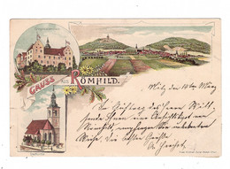 0-6102 RÖMHILD, Lithographie 1899, Kriegswaisenhaus, Stadtkirche, Ortsansicht - Hildburghausen