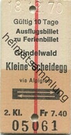 Schweiz - Ausflugsbillet Zu Ferienbillet Grindelwald Kleine Scheidegg Via Alpiglen Und Zurück - 1/2 Preis Fahrkarte 1970 - Ohne Zuordnung