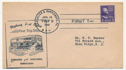 Etats Unis - First Trip Highway Post Office - LANCASTER And HARRISBURG, PENNSYLVANIA - 18 Janvier 1949 - Lettres & Documents