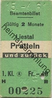 Schweiz - Beamtenbillet - Liestal Pratteln Und Zurück - Fahrkarte 1. Klasse 1961 - Europe