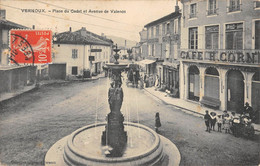 CPA 07 VERNOUX PLACE DU CADET ET AVENUE DE VALENCE - Vernoux