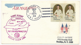 Etats Unis - First Flight Flying Tiger Line - New-York, Chicago, Tokyo, Taipei - 747 Freightmaster - New York 11 Sept 19 - Lettres & Documents