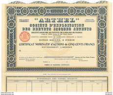 "ARTHEL" – Certificat Nominatif - Aviazione
