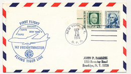 Etats Unis - First Flight Flying Tiger Line - New-York, Chicago, Tokyo, Taipei - 747 Freightmaster - New York 11 Sept 19 - Cartas & Documentos