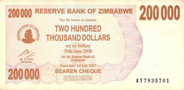 Zimbabwe 200 000 Dollars 2007 UNC - Zaire